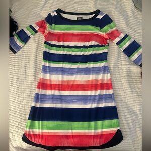 Vince Camuto Casual Blue and Pink Raglan Midi Dress